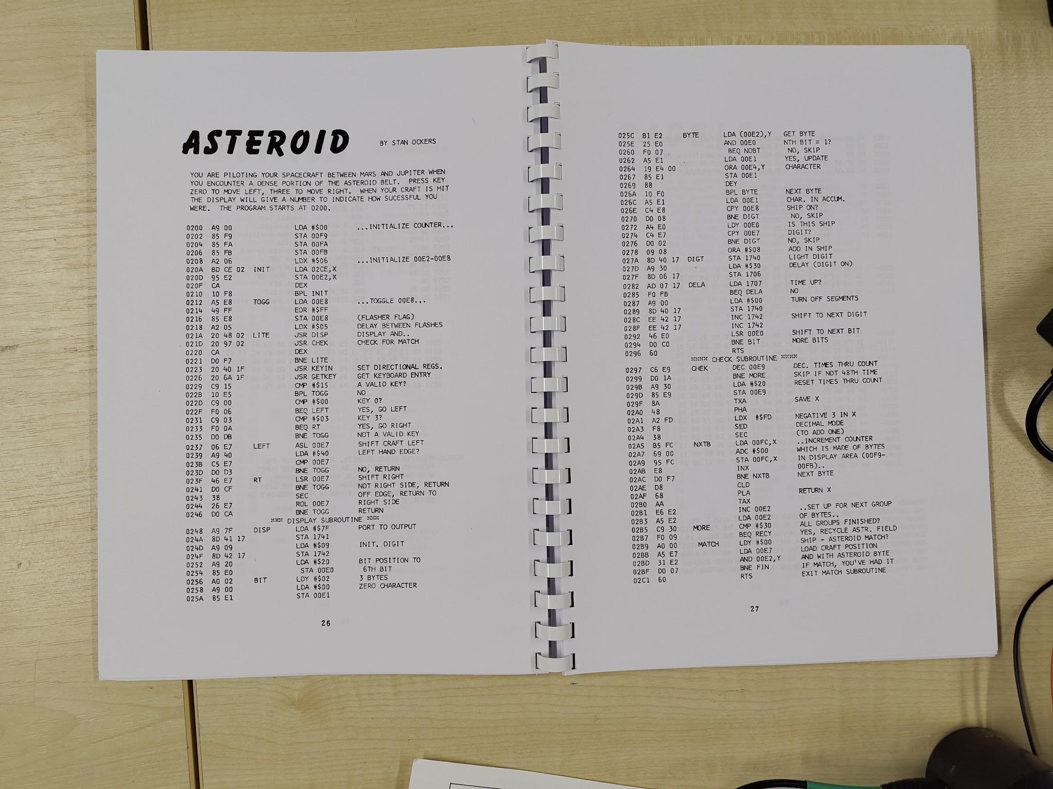 Asteroid listing